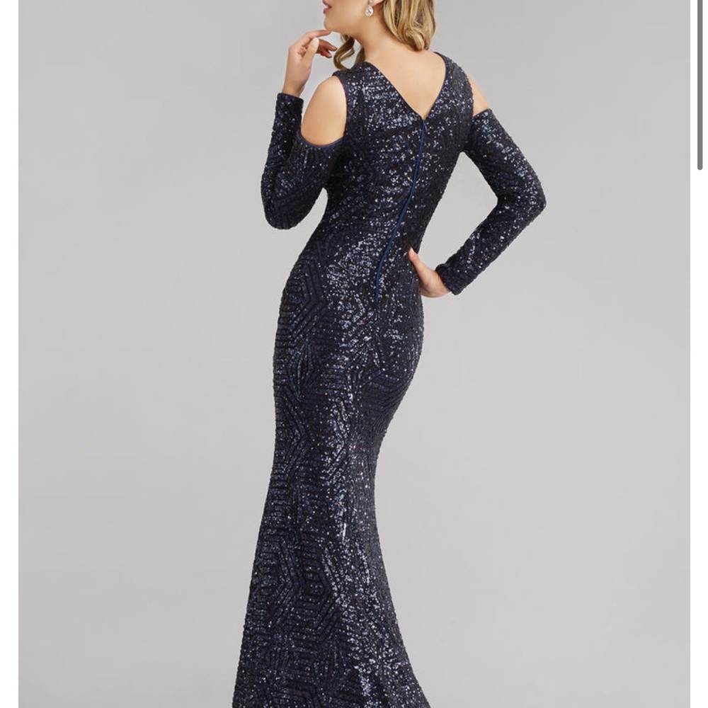 Elegant Navy Sequin Evening Gown